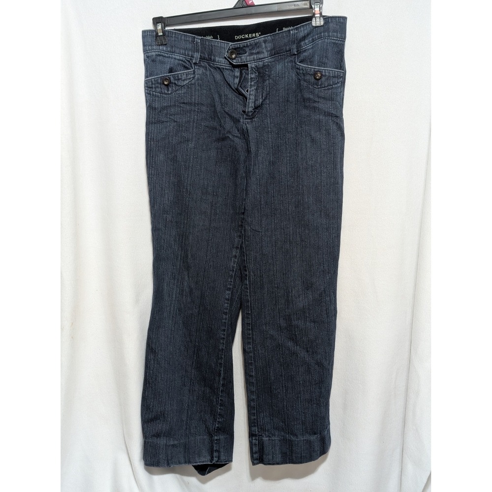 Dockers Womens Dark Wash Straight Leg Denim Pants Blue Size 12M Stretch Pocket